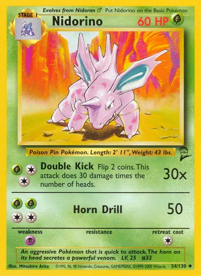 Nidorino - Base Set 2 - ilustração de Mitsuhiro Arita