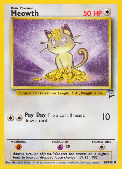 Meowth - Base Set 2 - ilustração de Mitsuhiro Arita