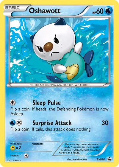 Oshawott - Promos de Black e White - ilustração de Mitsuhiro Arita
