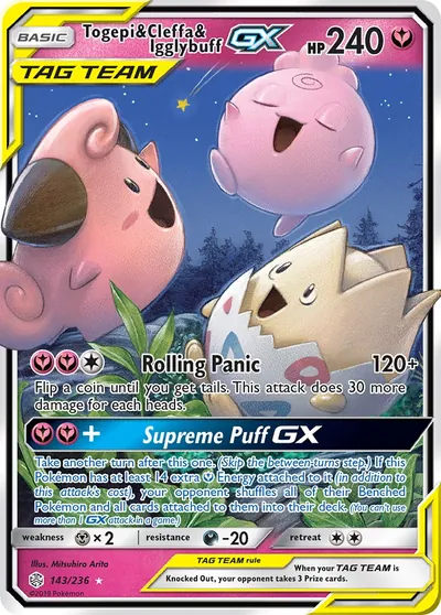 Togepi, Cleffa e Igglybuff-GX - Eclipse Cósmico - ilustração de Mitsuhiro Arita