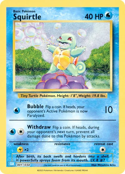 Squirtle - Pokémon Trading Card Game Classic: Blastoise - ilustração de Mitsuhiro Arita