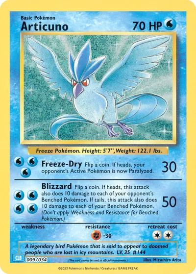 Articuno - Pokémon Trading Card Game Classic: Blastoise - ilustração de Mitsuhiro Arita