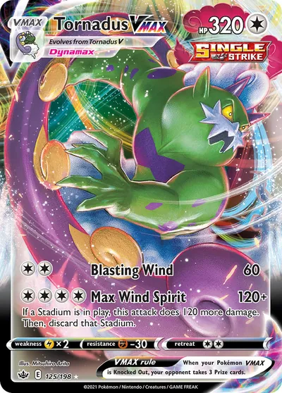 Tornadus-VMAX - Reinado Arrepiante - ilustração de Mitsuhiro Arita