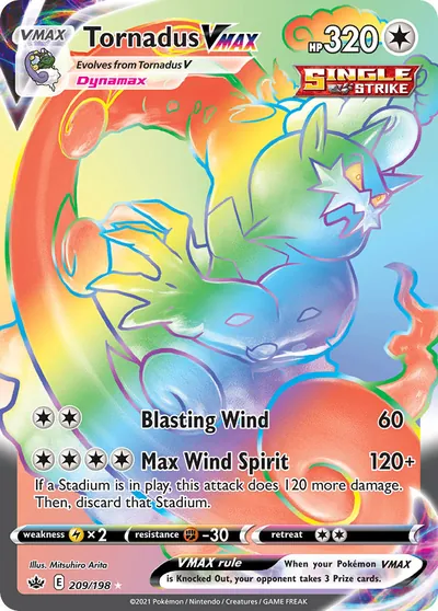 Tornadus-VMAX - Reinado Arrepiante - ilustração de Mitsuhiro Arita