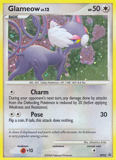Glameow - Promos de Diamante e Pérola - ilustração de Mitsuhiro Arita