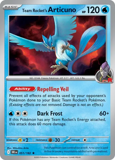 Articuno da Equipe Rocket - Rivais Destinados - ilustração de Mitsuhiro Arita