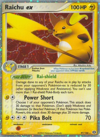 Raichu ex - Emerald - ilustração de Mitsuhiro Arita