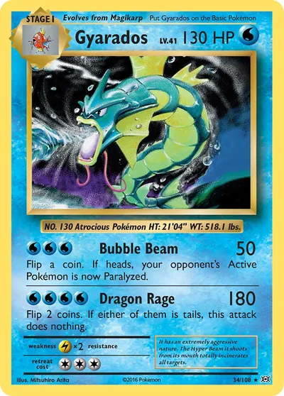 Gyarados - Evoluções - ilustração de Mitsuhiro Arita