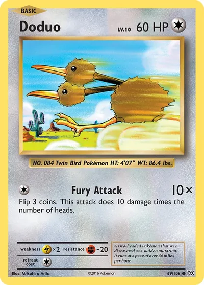 Doduo - Evoluções - ilustração de Mitsuhiro Arita
