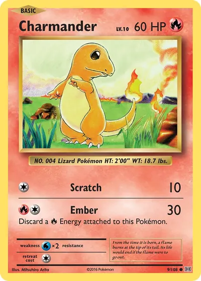 Charmander - Evoluções - ilustração de Mitsuhiro Arita