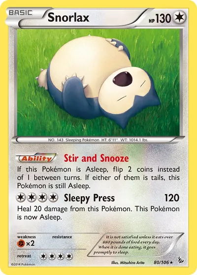 Snorlax - Flash de Fogo - ilustração de Mitsuhiro Arita