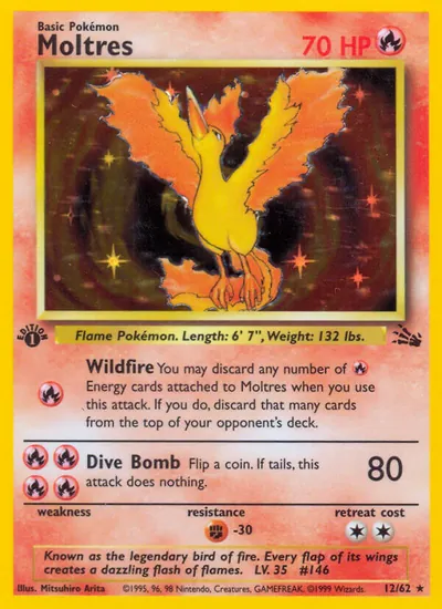 Moltres - Fóssil - ilustração de Mitsuhiro Arita