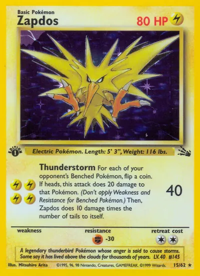 Zapdos - Fóssil - ilustração de Mitsuhiro Arita