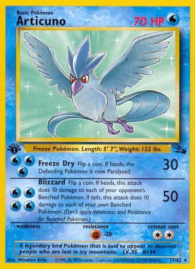 Articuno - Fóssil - ilustração de Mitsuhiro Arita