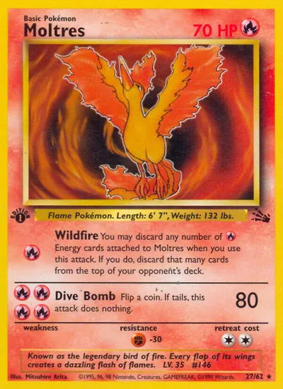 Moltres - Fóssil - ilustração de Mitsuhiro Arita