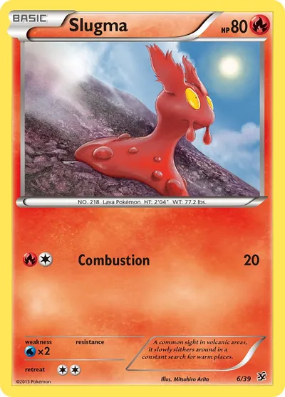 Slugma - Conjunto para Iniciantes Kalos - ilustração de Mitsuhiro Arita