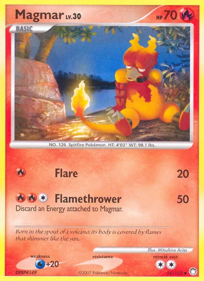 Magmar - Tesouros Misteriosos - ilustração de Mitsuhiro Arita