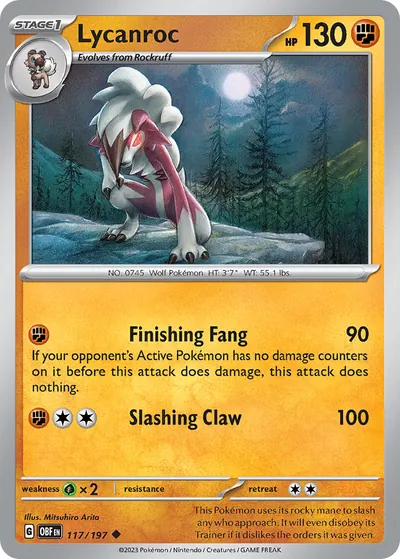 Lycanroc - Obsidiana em Chamas - ilustração de Mitsuhiro Arita