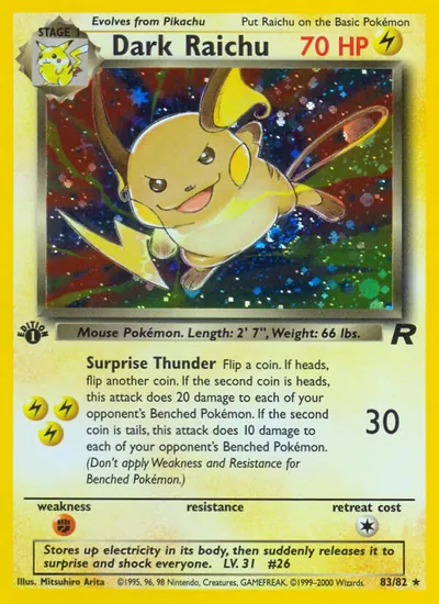 Dark Raichu - Team Rocket - ilustração de Mitsuhiro Arita