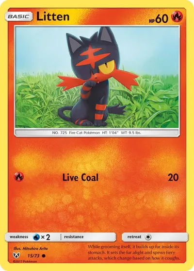 Litten - Lendas Luminescentes - ilustração de Mitsuhiro Arita