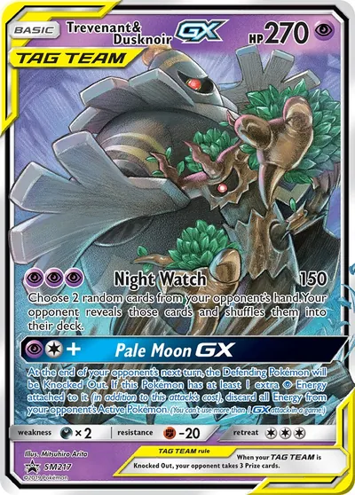 Trevenant & Dusknoir-GX - Promos de Sol e Lua - ilustração de Mitsuhiro Arita