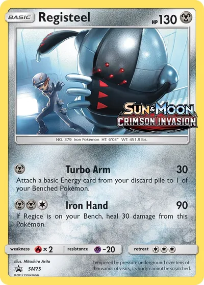 Registeel - Promos de Sol e Lua - ilustração de Mitsuhiro Arita