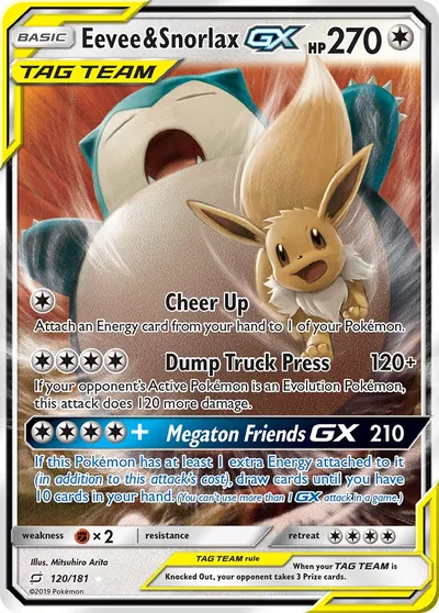 Eevee e Snorlax-GX - União de Aliados - ilustração de Mitsuhiro Arita