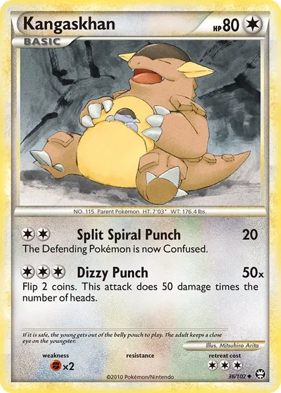Kangaskhan - Triunfante - ilustração de Mitsuhiro Arita