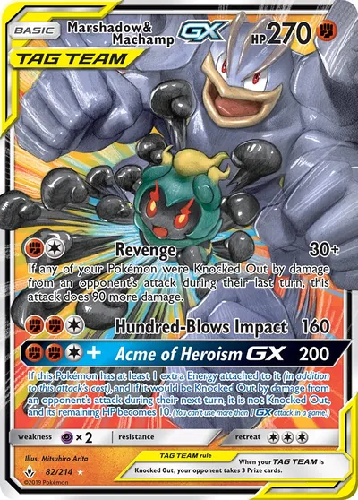 Marshadow e Machamp-GX - Elos Inquebráveis - ilustração de Mitsuhiro Arita
