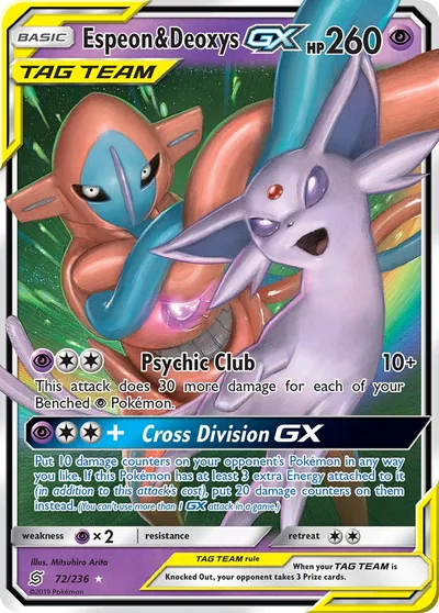 Espeon e Deoxys-GX - Sintonia Mental - ilustração de Mitsuhiro Arita