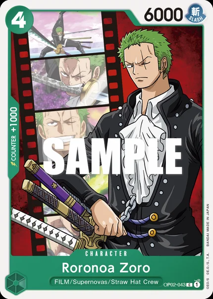 Roronoa Zoro OP02-043 One Piece Card Game OP-02