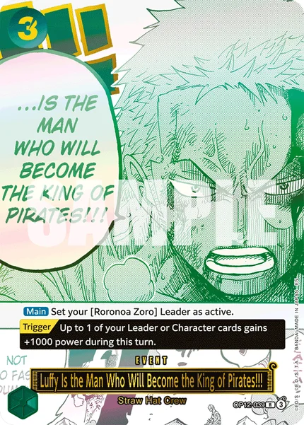 Luffy Is the Man Who Will Become the King of Pirates!!! OP12-039_p1 One Piece Card Game Promo