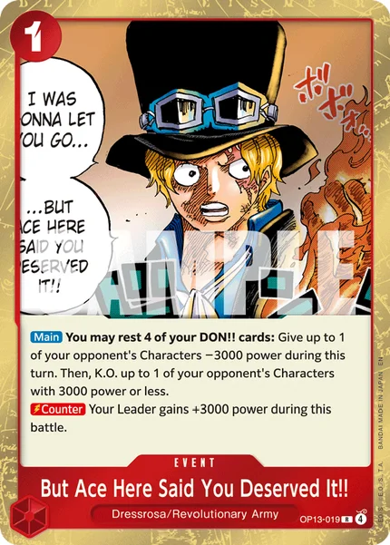 But Ace Here Said You Deserved It!! OP13-019 One Piece Card Game OP-13