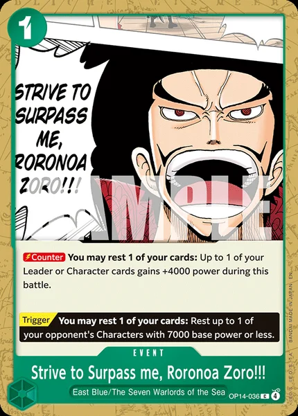 Strive to Surpass me, Roronoa Zoro!!! OP14-036 One Piece Card Game OP14-EB04