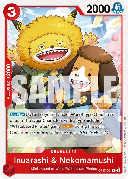Inuarashi & Nekomamushi OP17-004 OP-17 One Piece Card Game