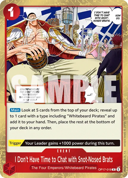 I Don't Have Time to Chat with Snot-Nosed Brats OP17-019 OP-17 One Piece Card Game