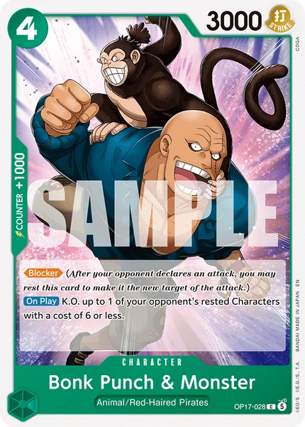 Bonk Punch & Monster OP17-028 OP-17 One Piece Card Game