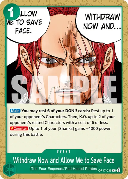 Withdraw Now and Allow Me to Save Face OP17-036 OP-17 One Piece Card Game
