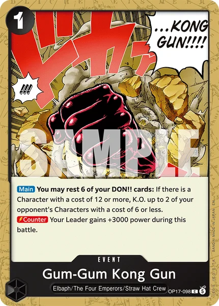 Gum-Gum Kong Gun OP17-098 OP-17 One Piece Card Game