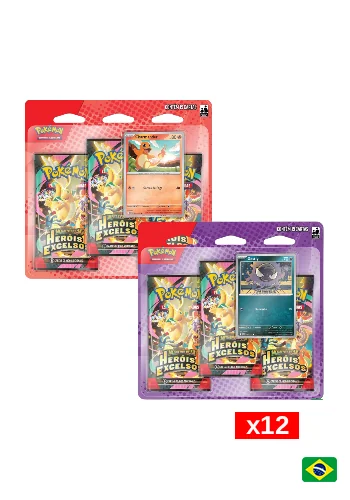 (PT-BR) Kit com 12 Blister Triplo - Megaevolução 2.5 - Heróis Excelsos