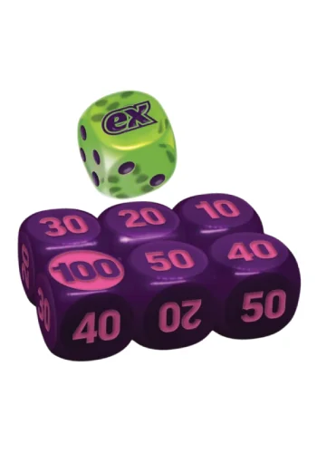 Conjunto com sete dados Marcadores D6 - Heróis Excelsos - Roxo e Rosa