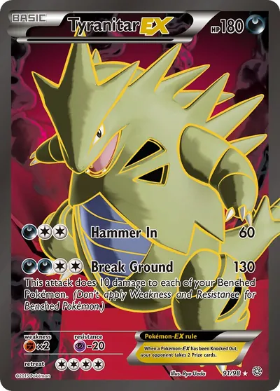 Tyranitar-EX - Origens Ancestrais - ilustração de Ryo Ueda