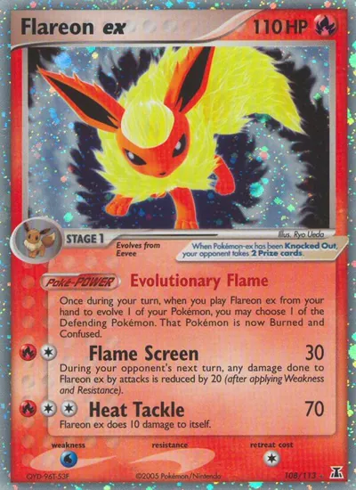 Flareon ex - Delta Species - ilustração de Ryo Ueda