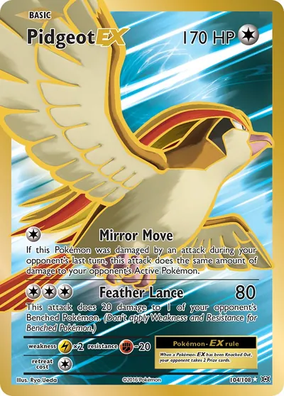 Pidgeot-EX - Evoluções - ilustração de Ryo Ueda