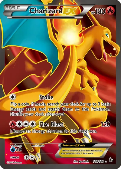 Charizard-EX - Flash de Fogo - ilustração de Ryo Ueda