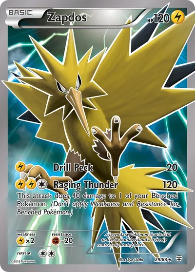 Zapdos - Gerações - ilustração de Ryo Ueda
