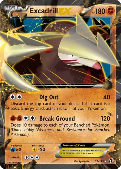 Excadrill-EX - Tesouros Lendários - ilustração de Ryo Ueda