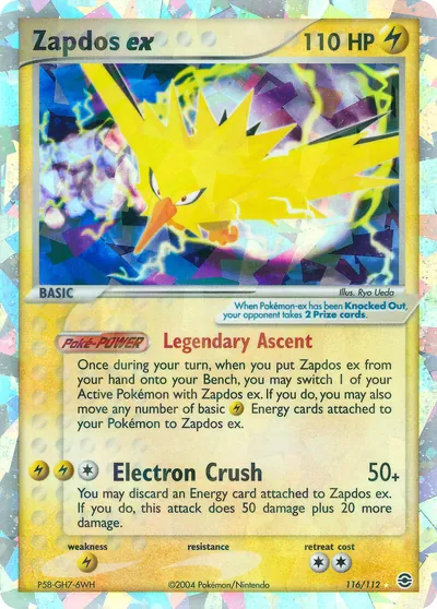 Zapdos ex - FireRed & LeafGreen - ilustração de Ryo Ueda