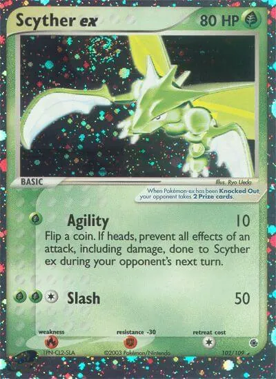 Scyther ex - Rubi & Safira - ilustração de Ryo Ueda