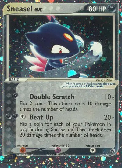 Sneasel ex - Rubi & Safira - ilustração de Ryo Ueda